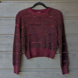 VTG 70s College Town Maroon Red Multicolor Stripe Knit Crew Neck Sweater Small